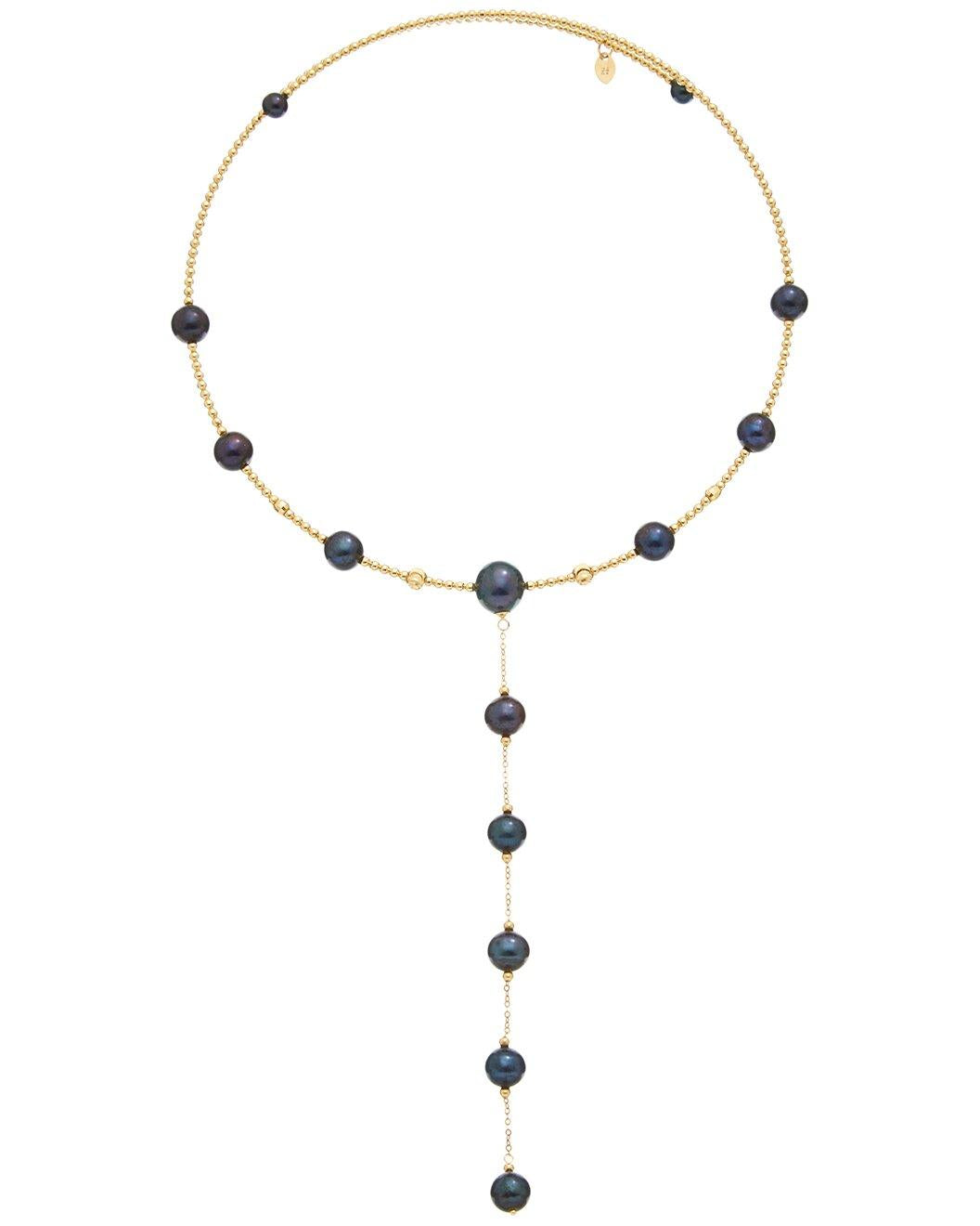 Black Pearl Lariat Choker