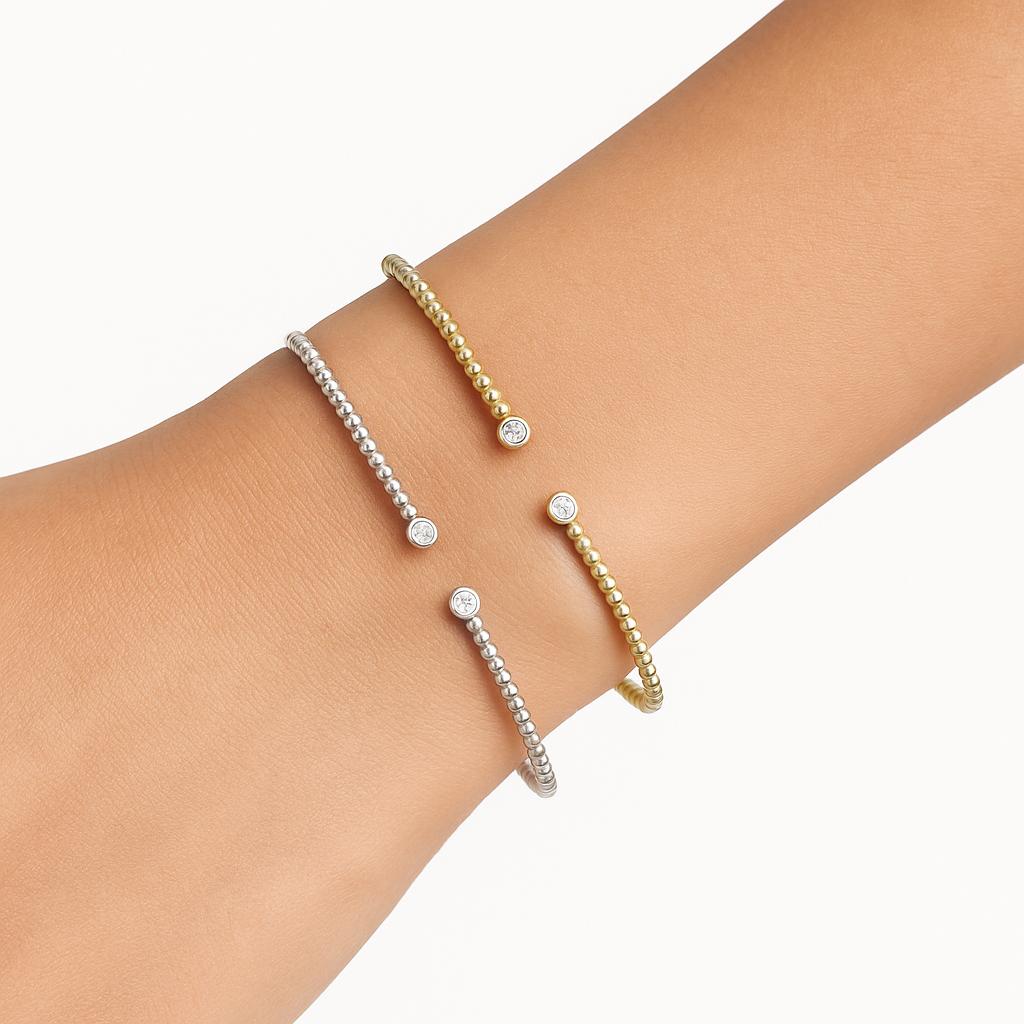 Beaded Diamond Open Cuff