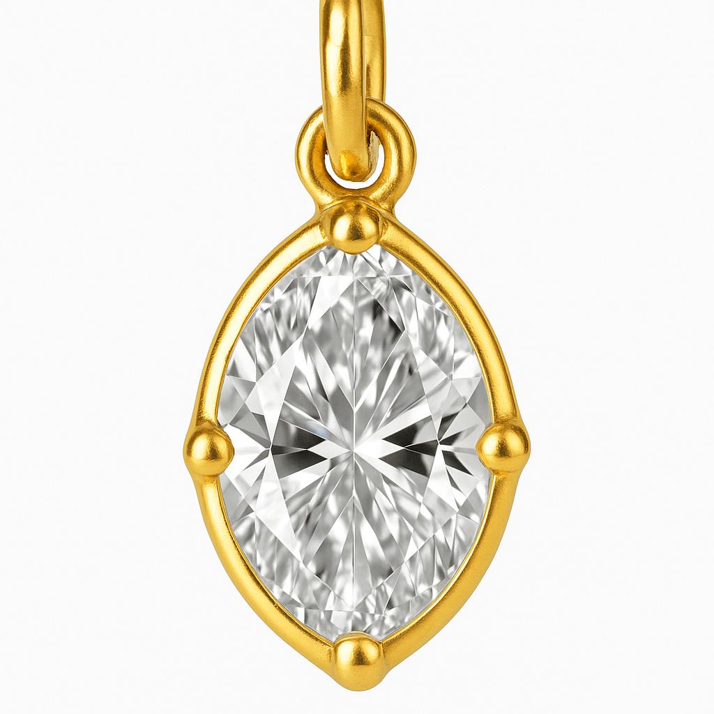 Lab Diamond Oval Bezel Pendant