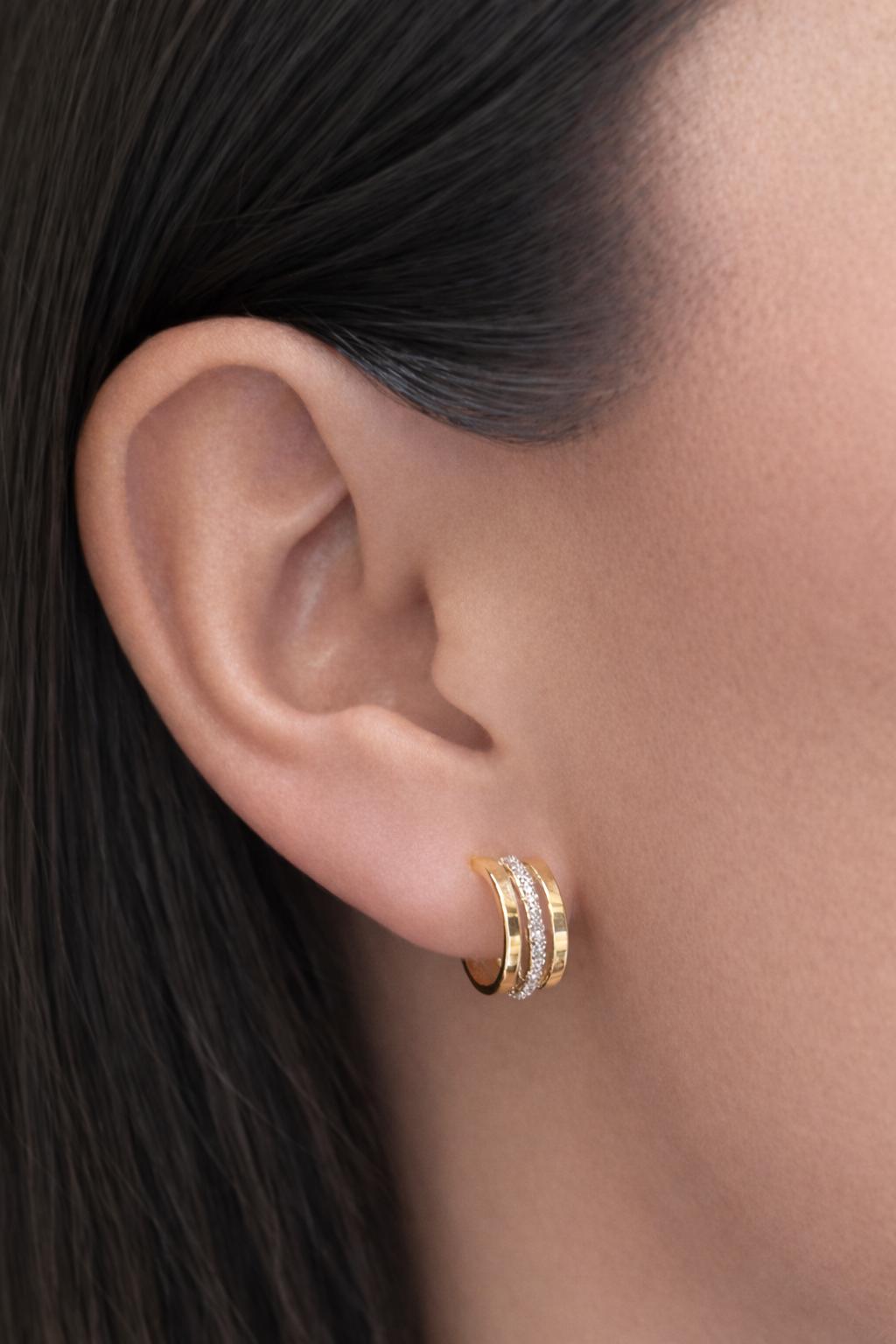 Diamond Dust Triple Curve Hoop Earrings