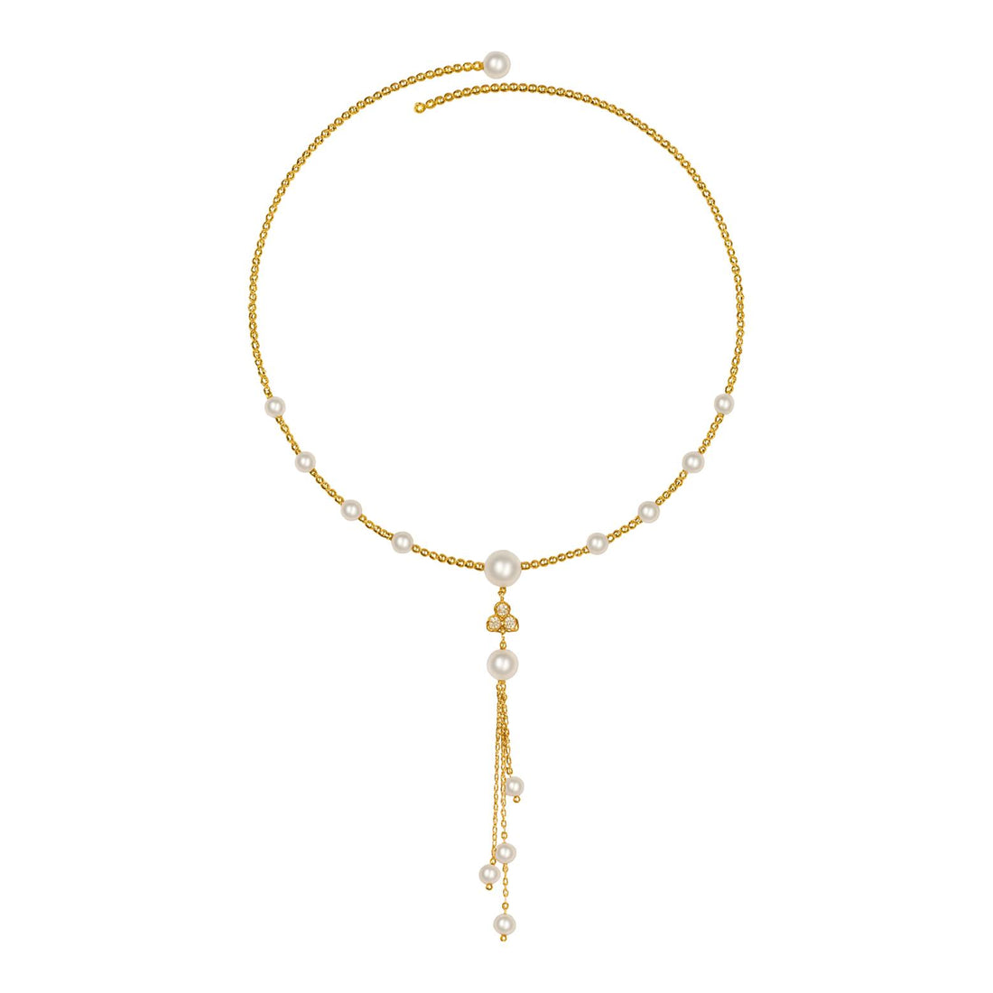 Golden Pearl Tassel Necklace