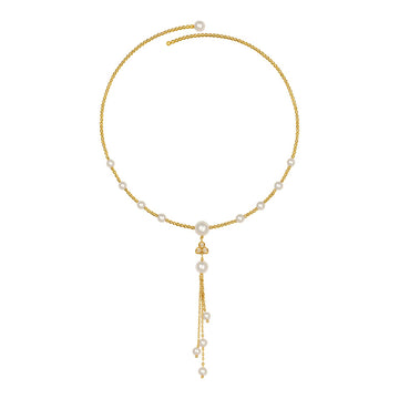 Golden Pearl Tassel Necklace