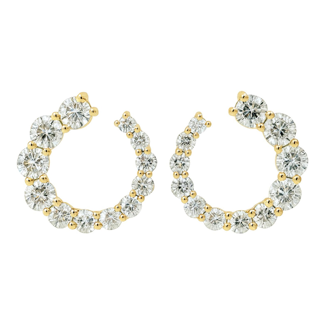 Graduated Diamond Open Hoop Earrings