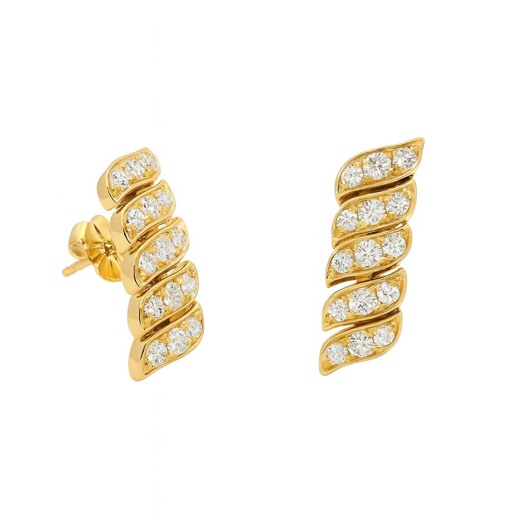 Diamond Leaf Climber Earrings