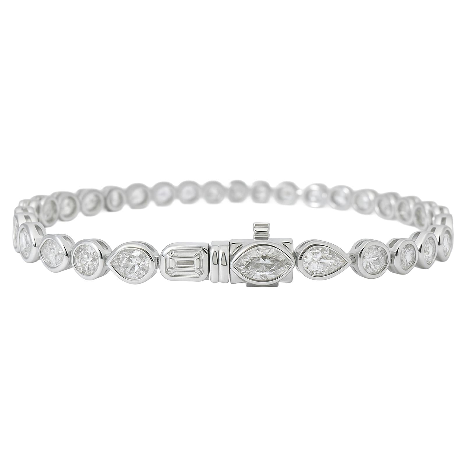 Bezel Diamond Mixed-Cut Bracelet