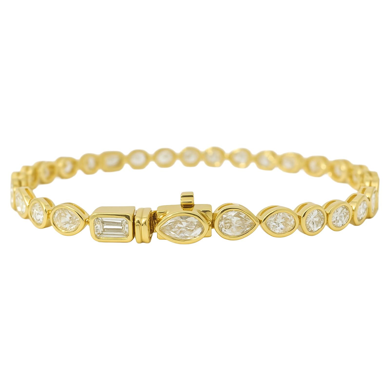 Bezel Diamond Mixed-Cut Bracelet