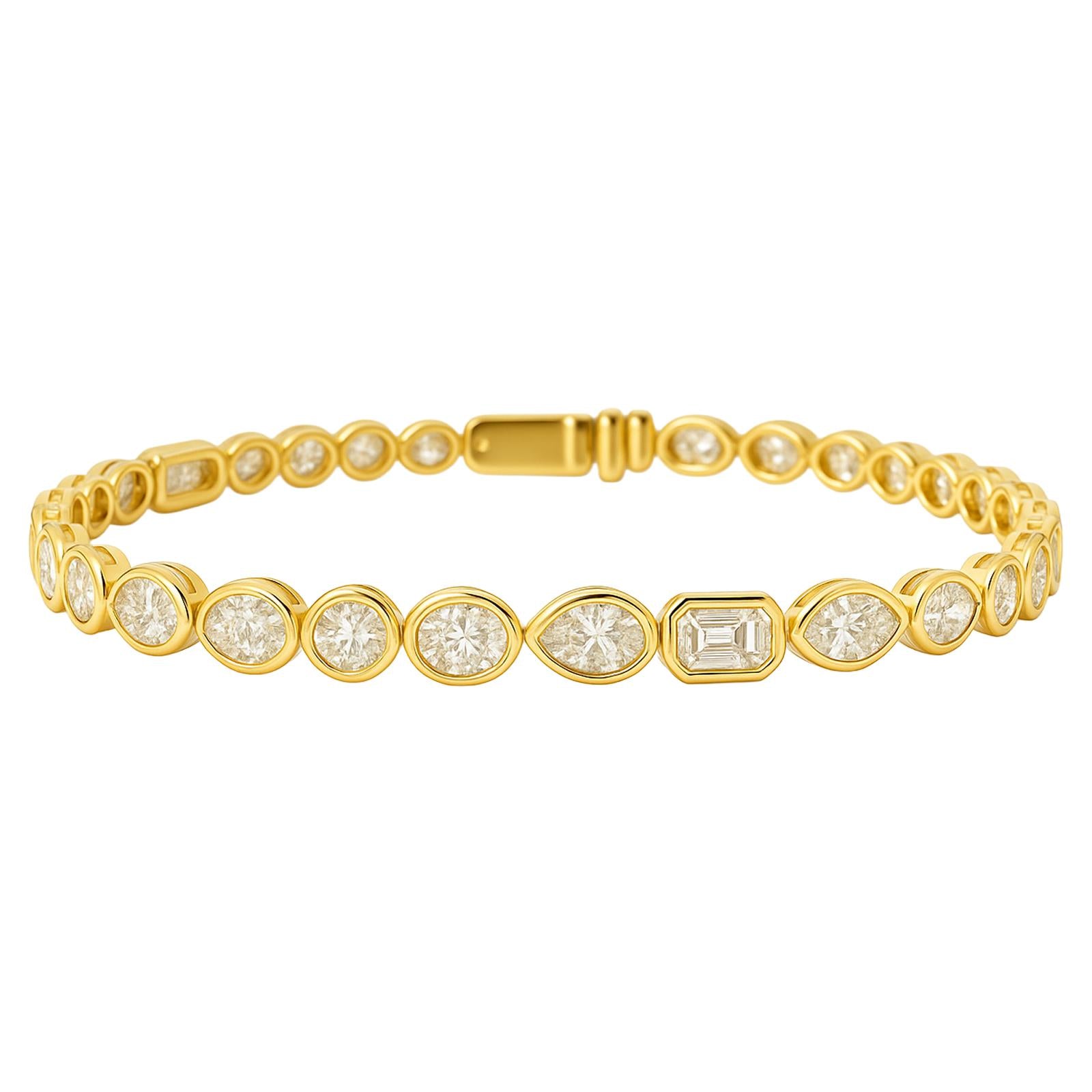 Bezel Diamond Mixed-Cut Bracelet