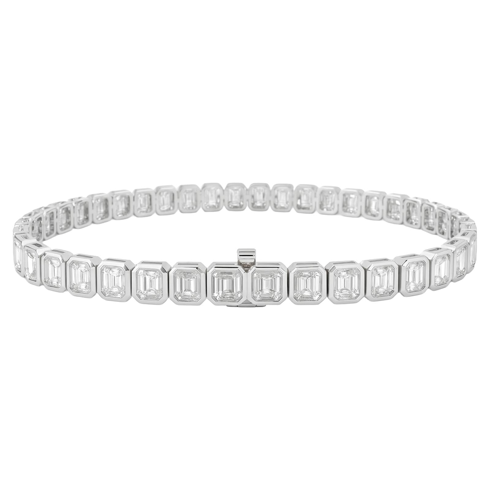Bezel Set Emerald Diamond Tennis Bracelet