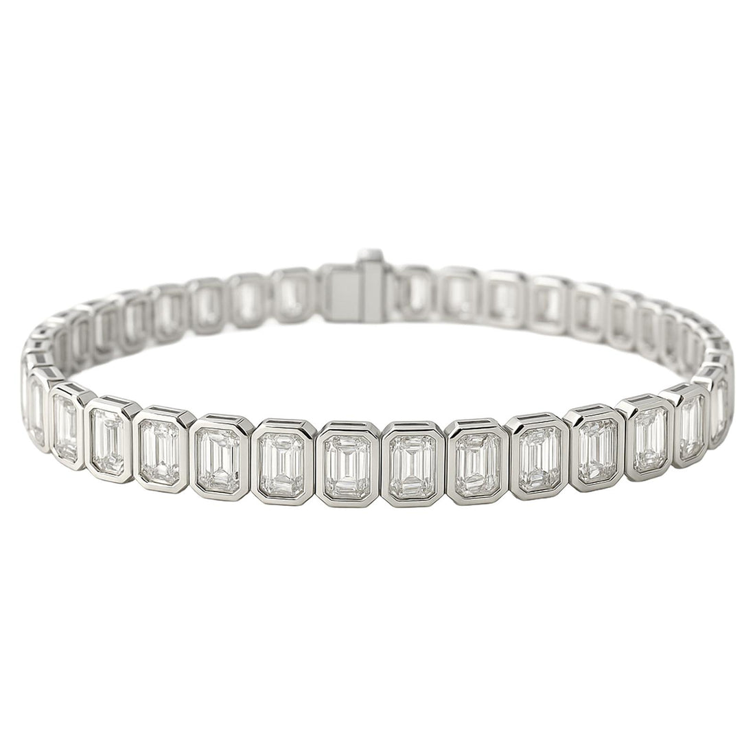 Bezel Set Emerald Diamond Tennis Bracelet