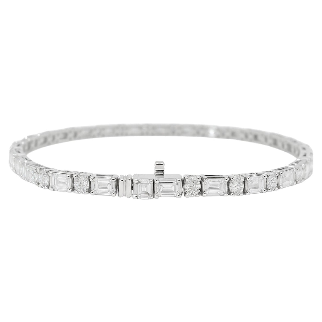 Baguette & Oval Diamond Line Bracelet