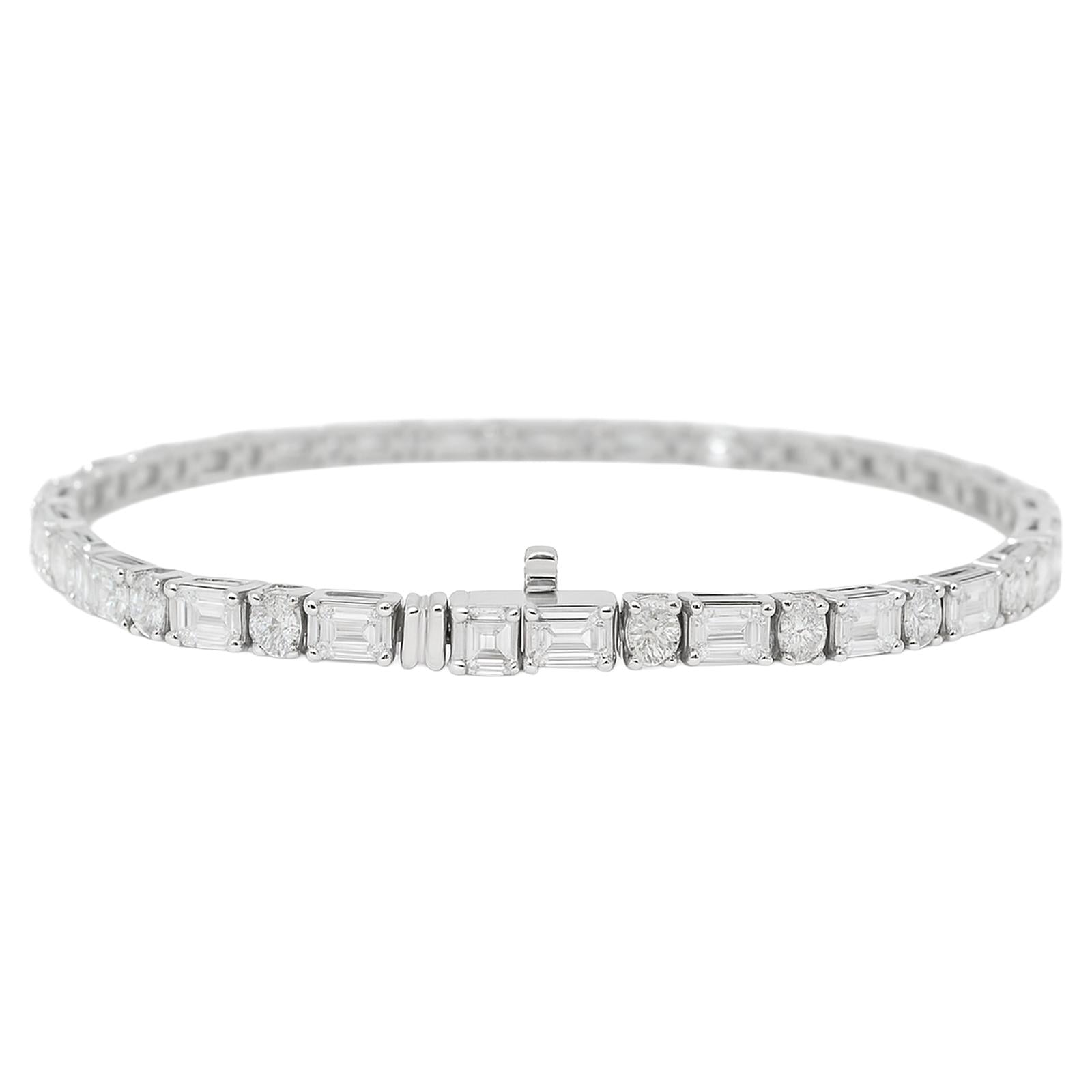 Baguette & Oval Diamond Line Bracelet
