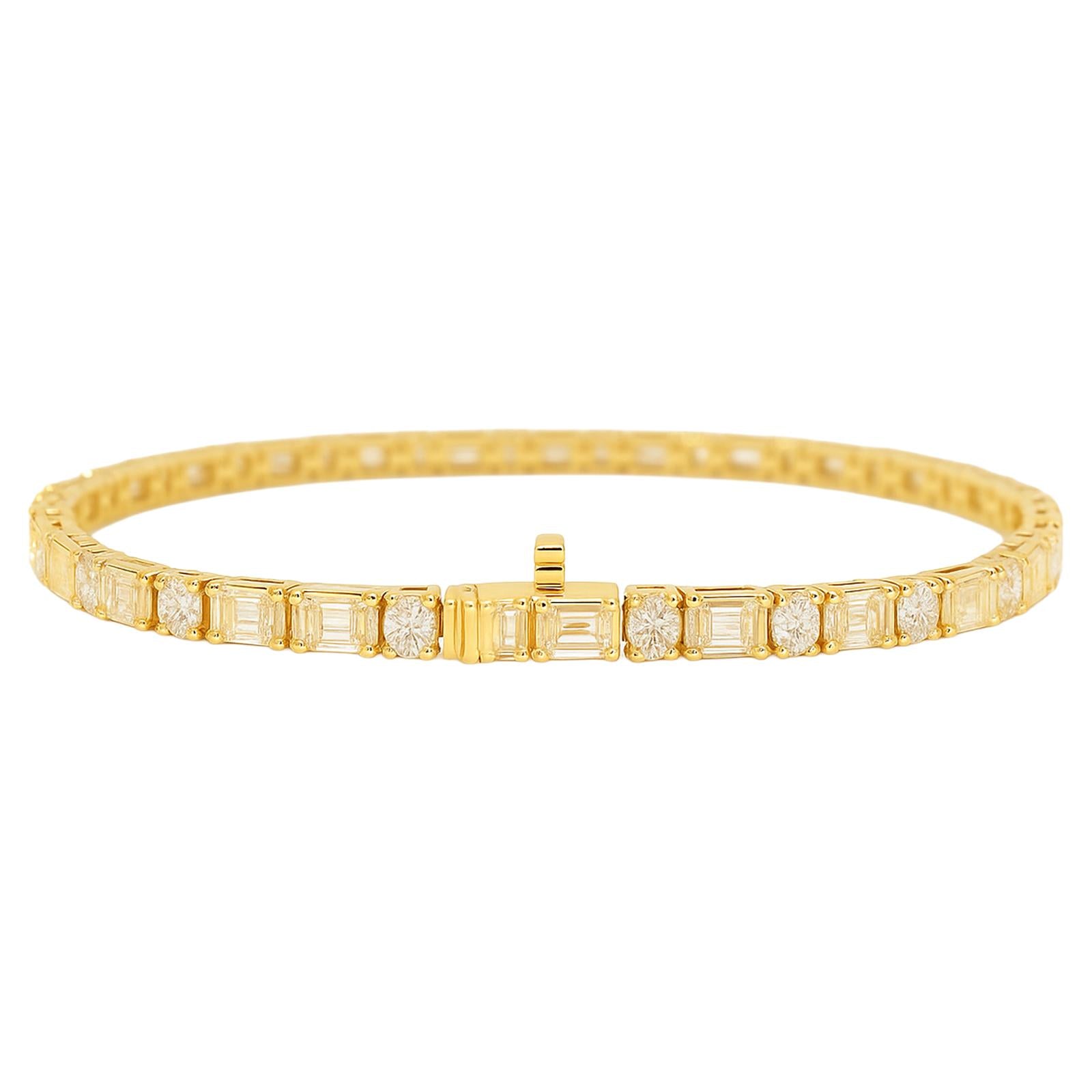Baguette & Oval Diamond Line Bracelet