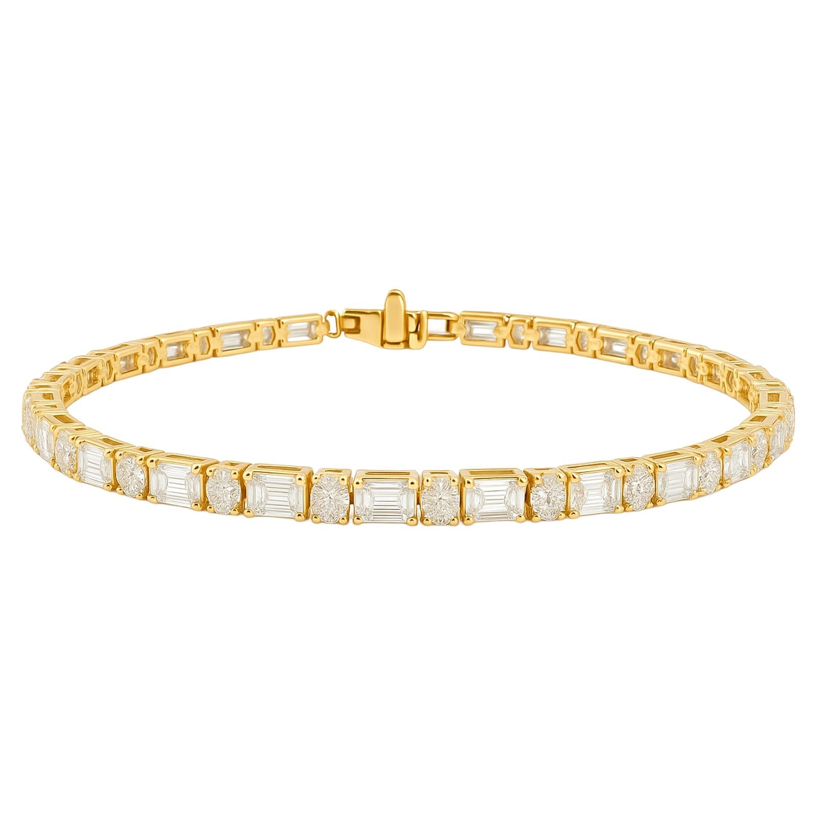 Baguette & Oval Diamond Line Bracelet