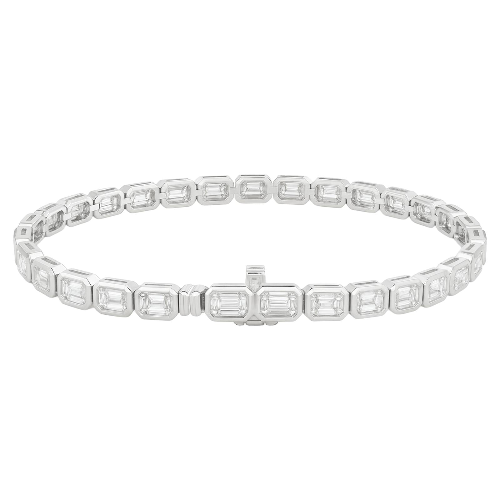 Sculpted Emerald Diamond Tennis Bracelet