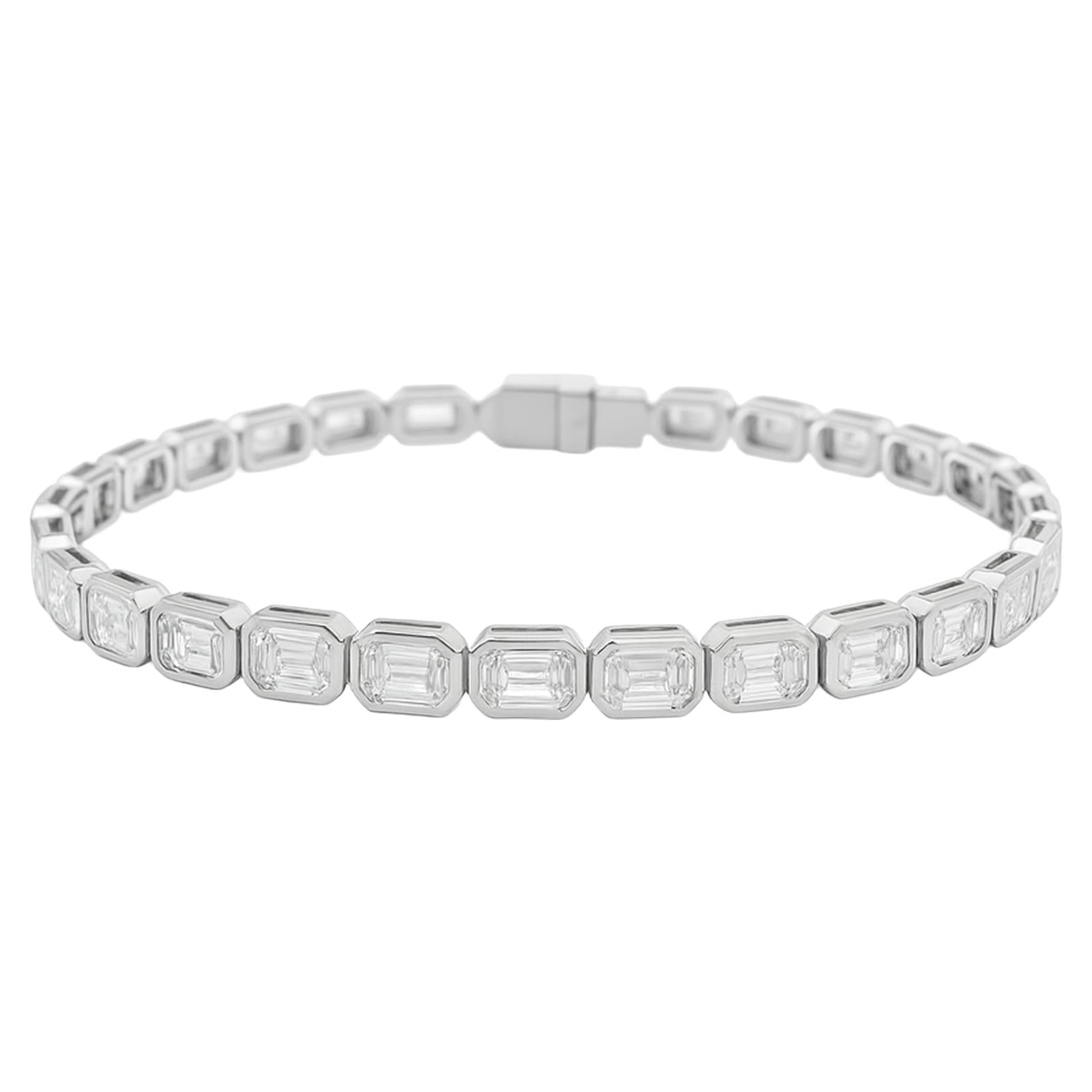 Sculpted Emerald Diamond Tennis Bracelet