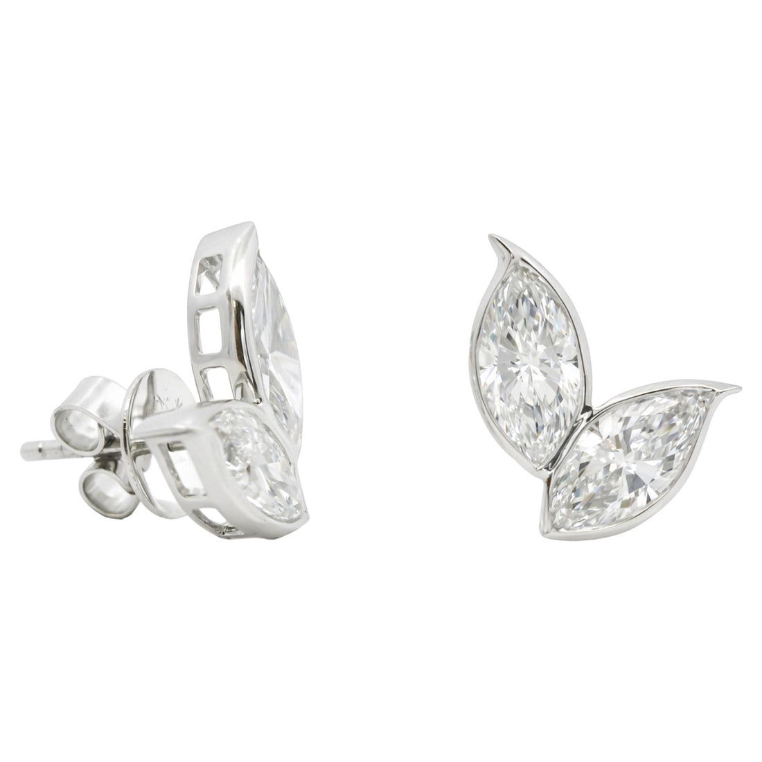 Marquise Diamond Leaf Stud Earrings