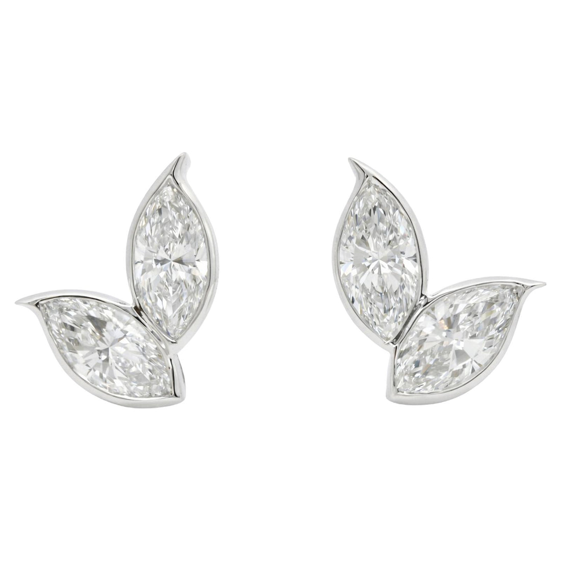 Marquise Diamond Leaf Stud Earrings