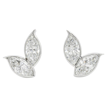 Marquise Diamond Leaf Stud Earrings