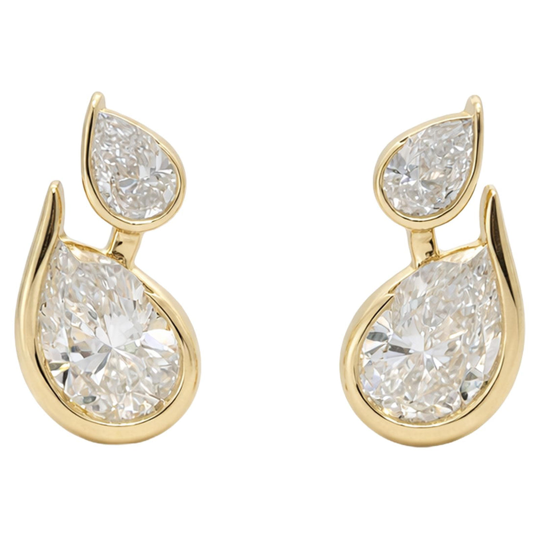 Double Pear Bezel Drop Earrings