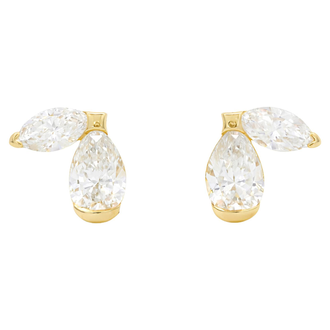 Twin Pear Diamond Stud Earrings