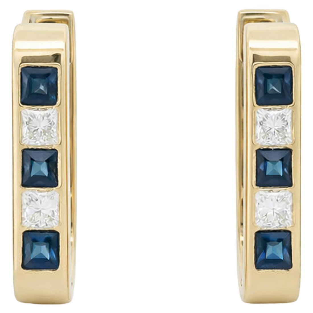 Sapphire & Diamond Channel Huggie Earrings