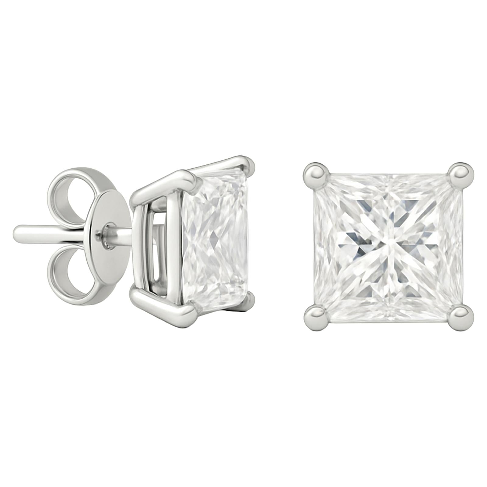 Princess-Cut Diamond Stud Earrings