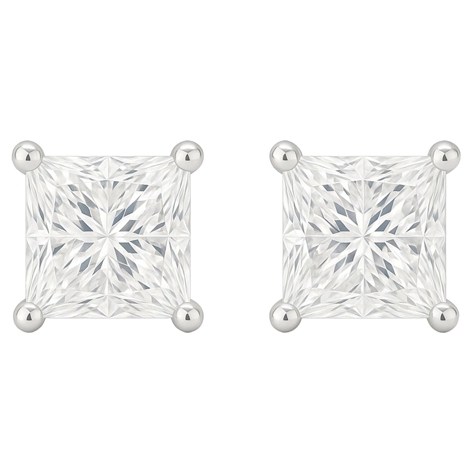 Princess-Cut Diamond Stud Earrings