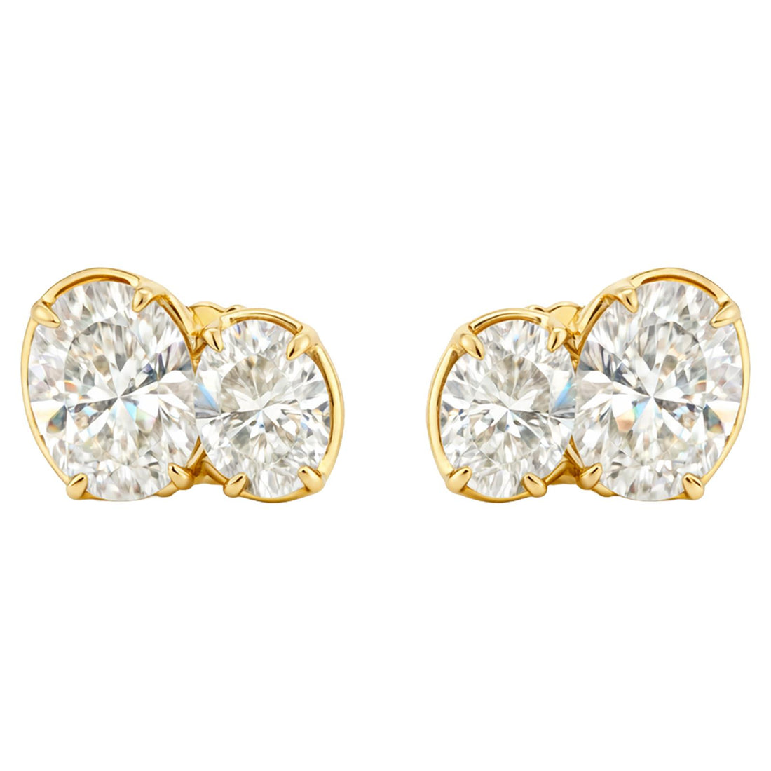 Twin Oval Diamond Stud Earrings