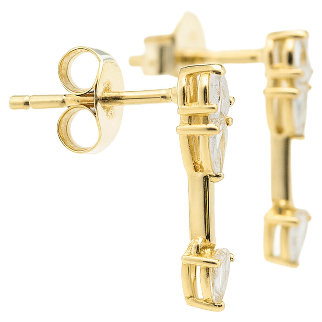 Three-Stone Pear Diamond Drop Earrings