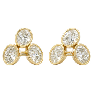 Triple Oval Bezel-Set Diamond Studs