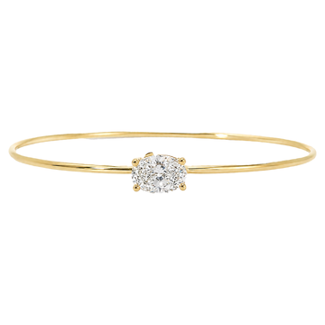 East-West Oval Diamond Solitaire Bangle