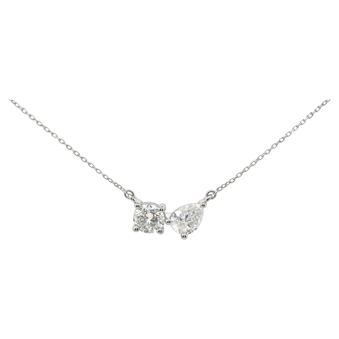 Round & Pear Lab Diamond Duo Necklace