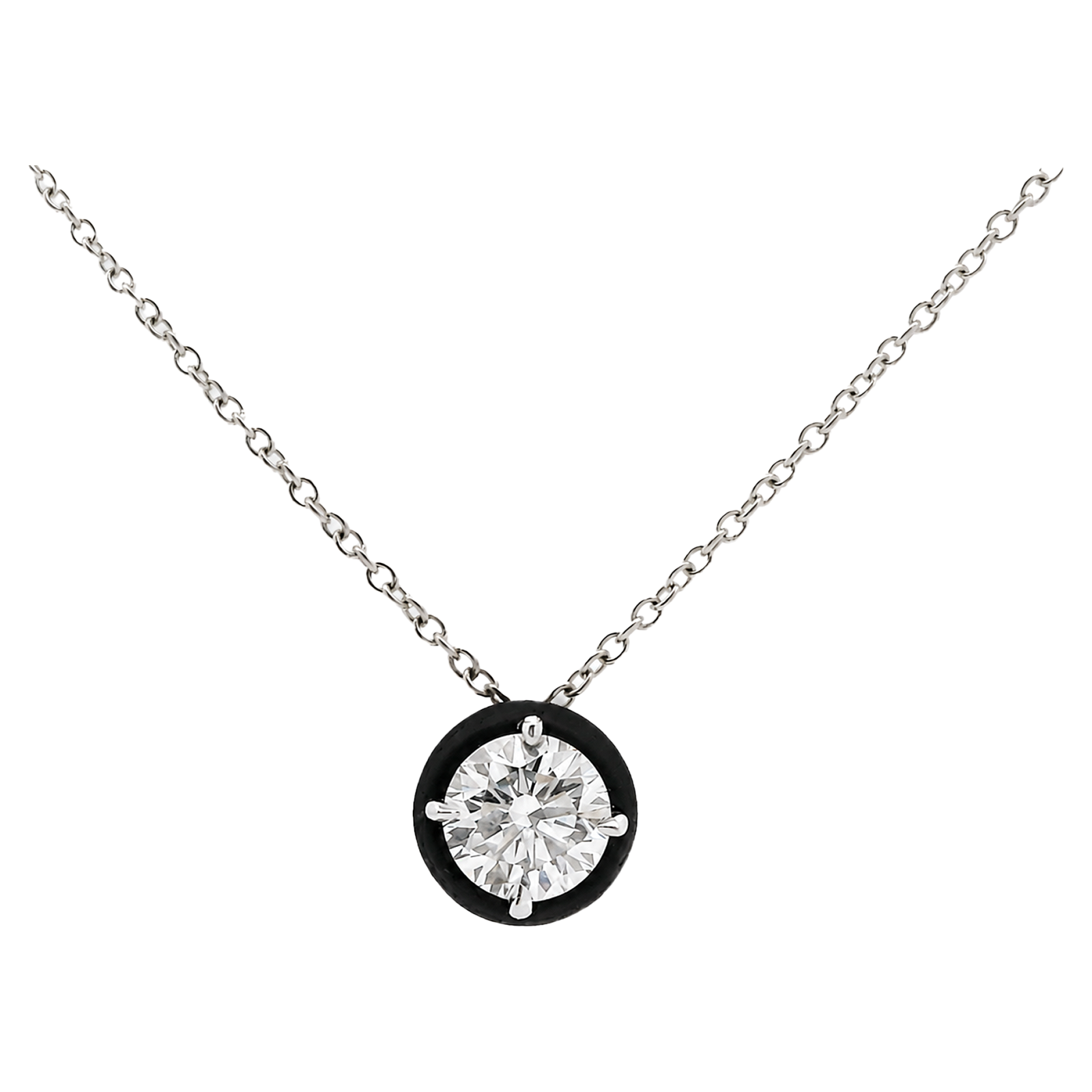 White Gold Eclipse Solitaire Necklace