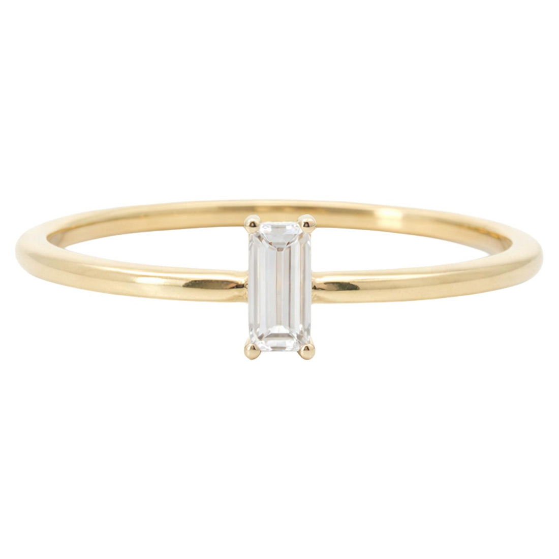 Prong-Set Baguette Diamond Solitaire Ring