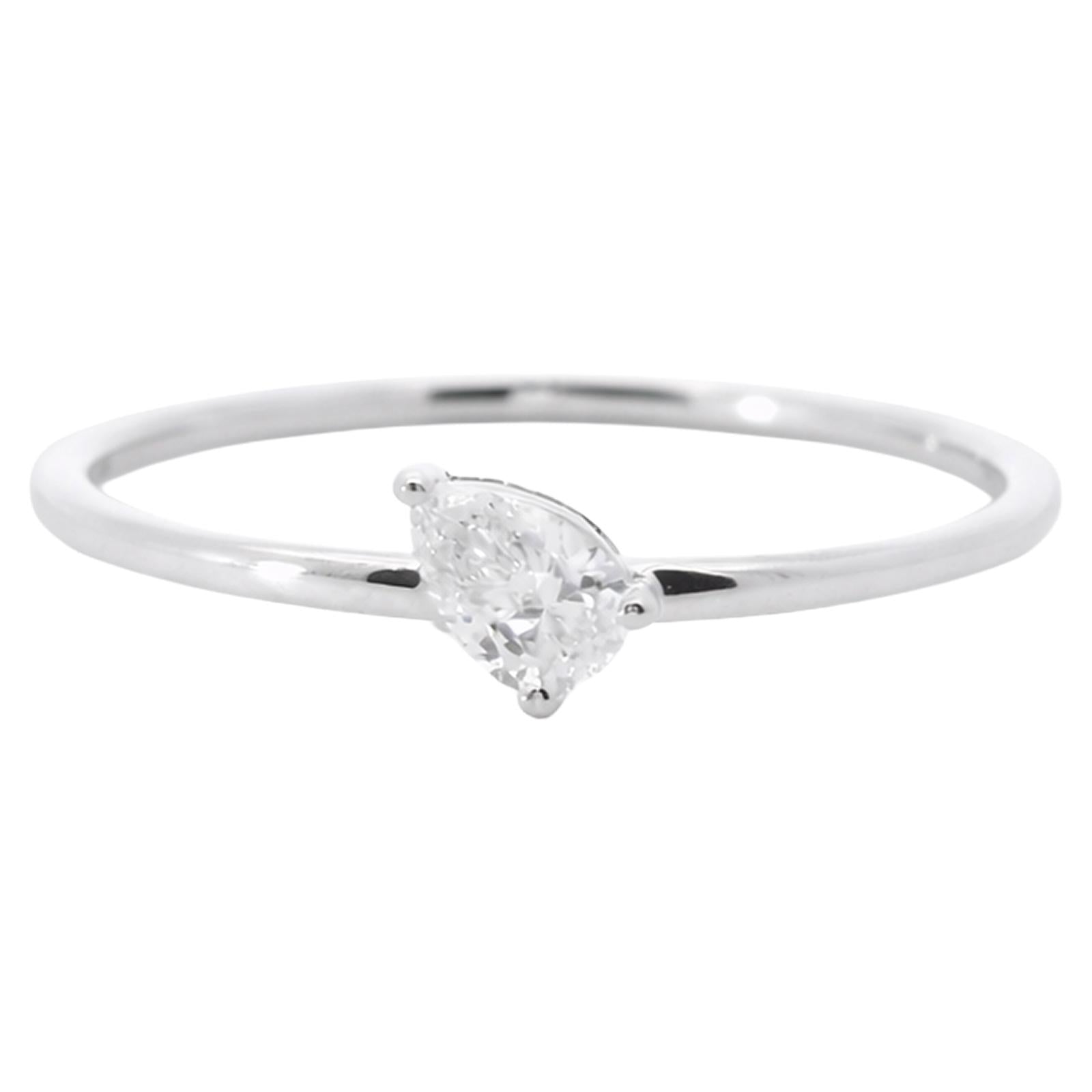 Sideways Pear Diamond Solitaire Ring