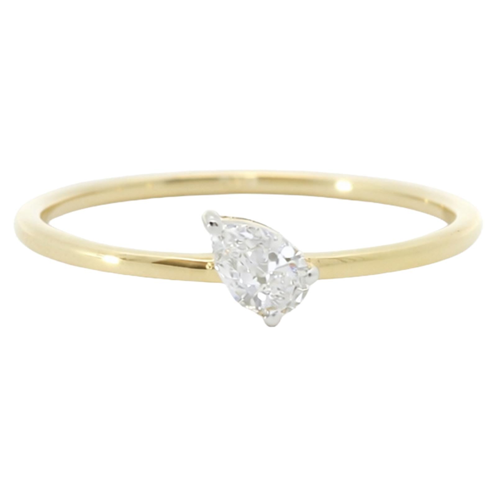 Sideways Pear Diamond Solitaire Ring