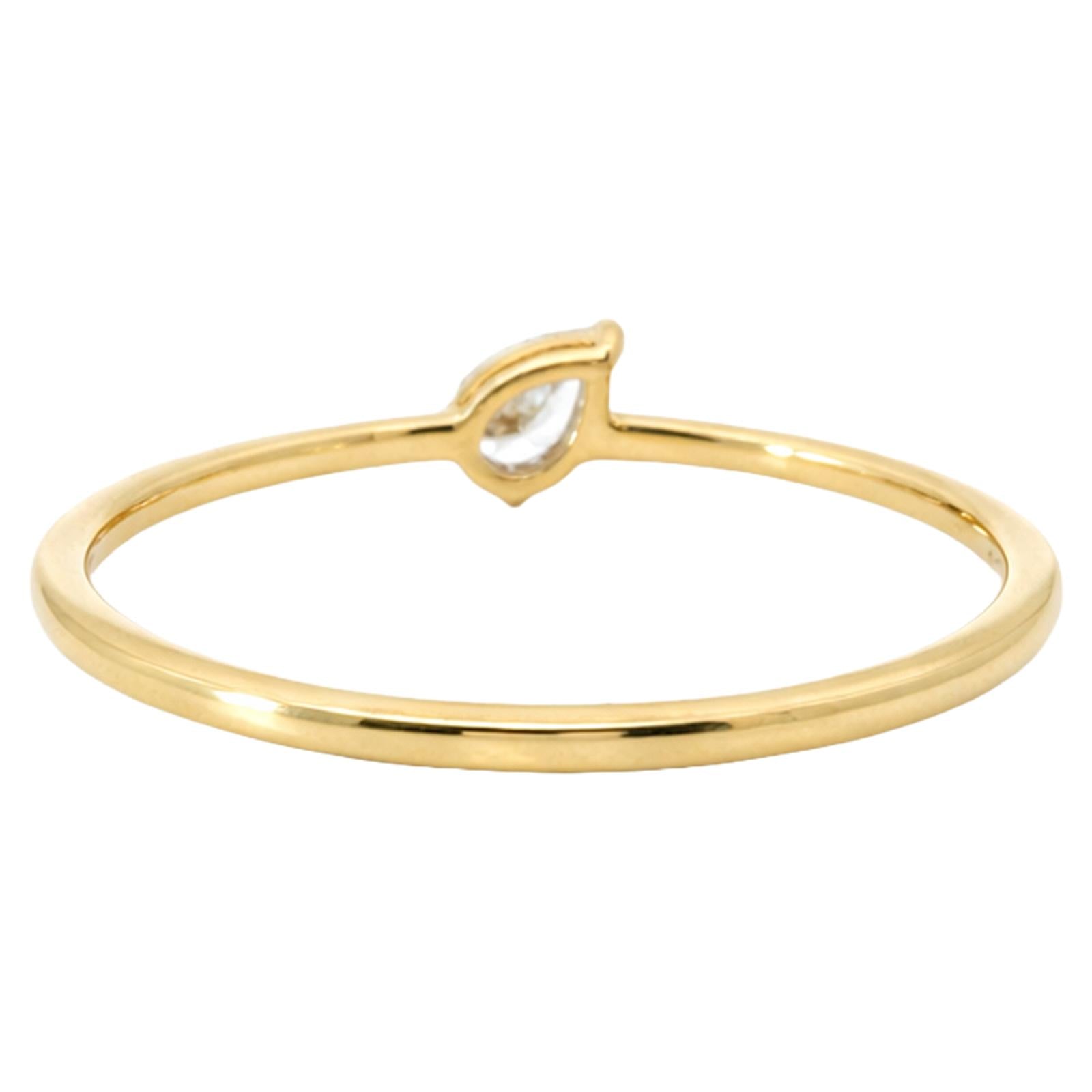 Sideways Pear Diamond Solitaire Ring