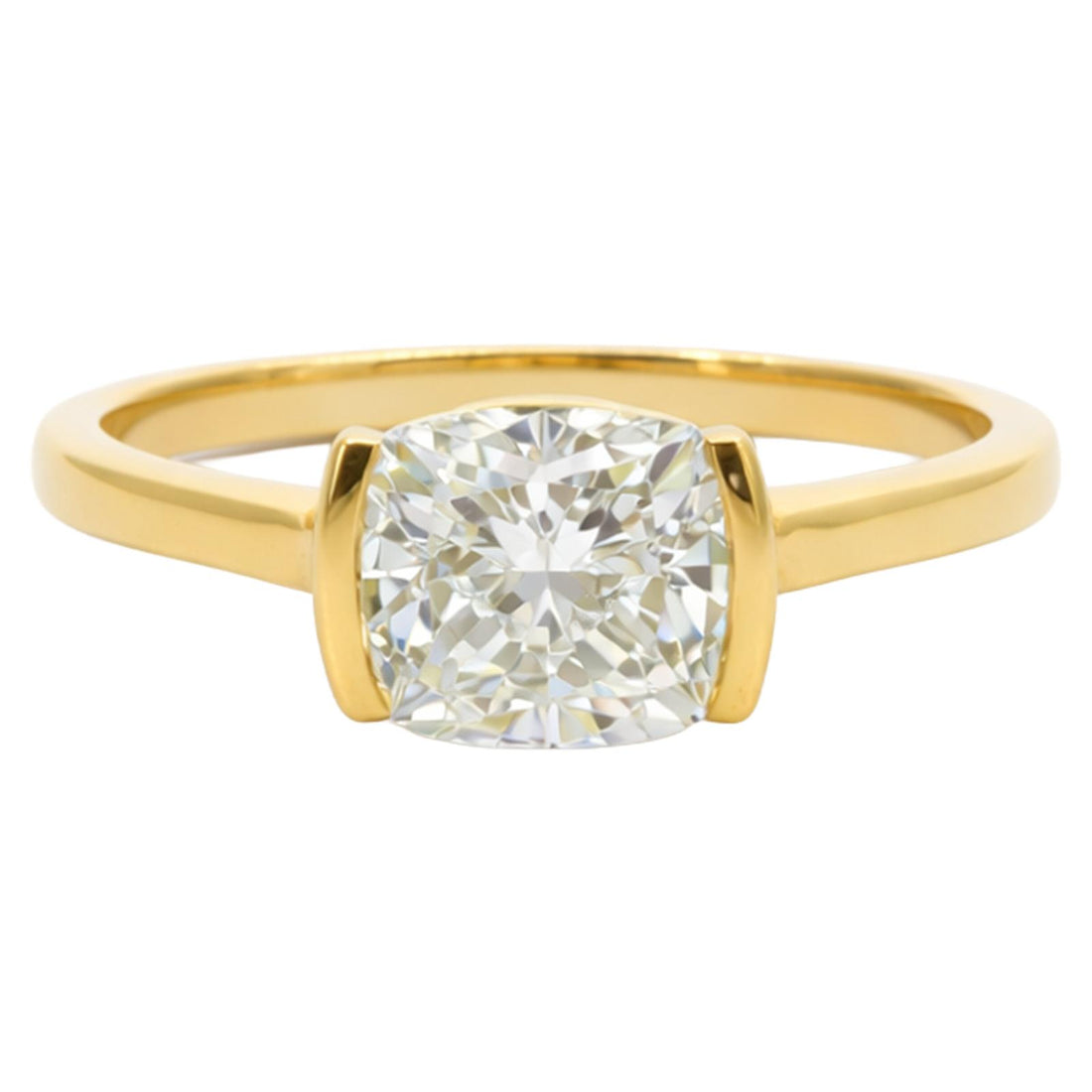 Cushion Cut Bezel Solitaire Ring