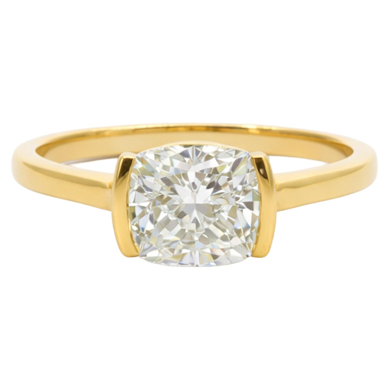 Cushion Cut Bezel Solitaire Ring