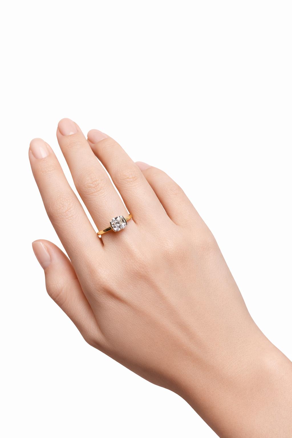 Cushion Cut Bezel Solitaire Ring