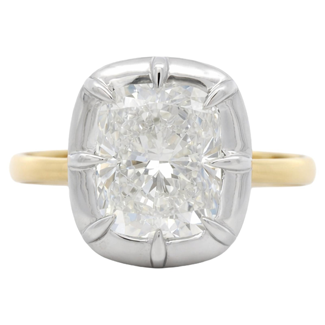 Cushion Cut Diamond Two-Tone Ring