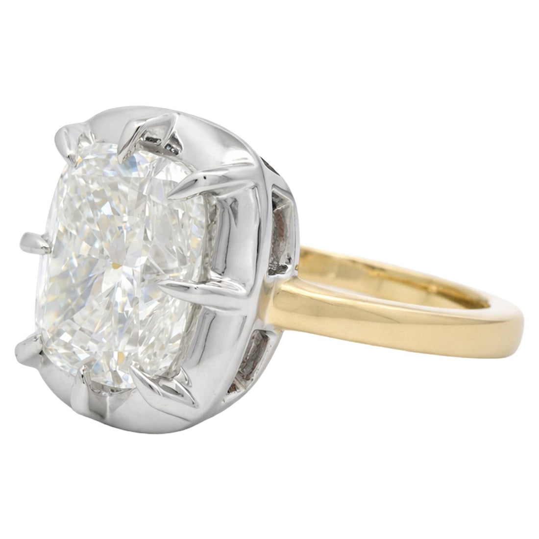Cushion Cut Diamond Two-Tone Ring