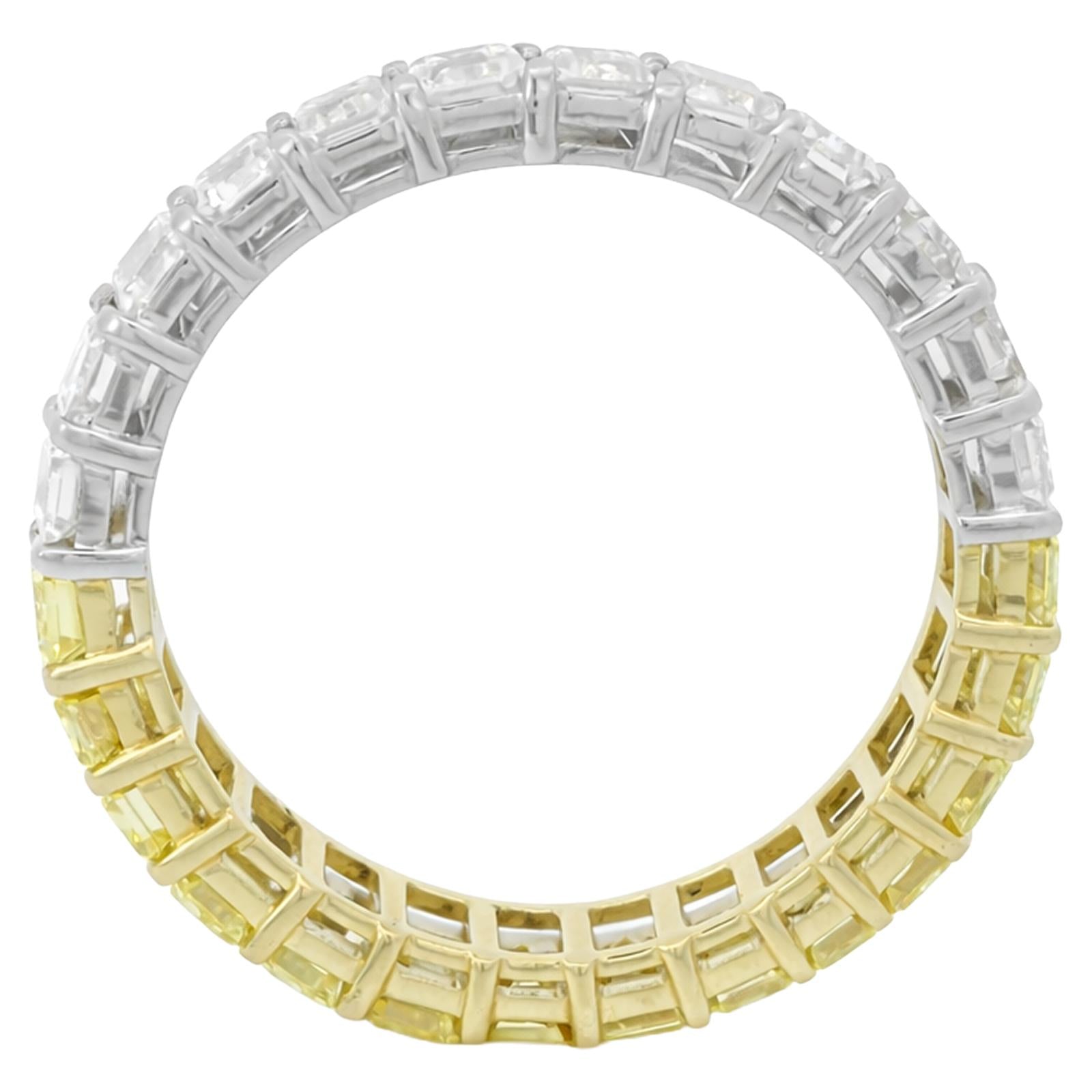 Two-Tone Emerald Cut Lab Diamond Eternity Band