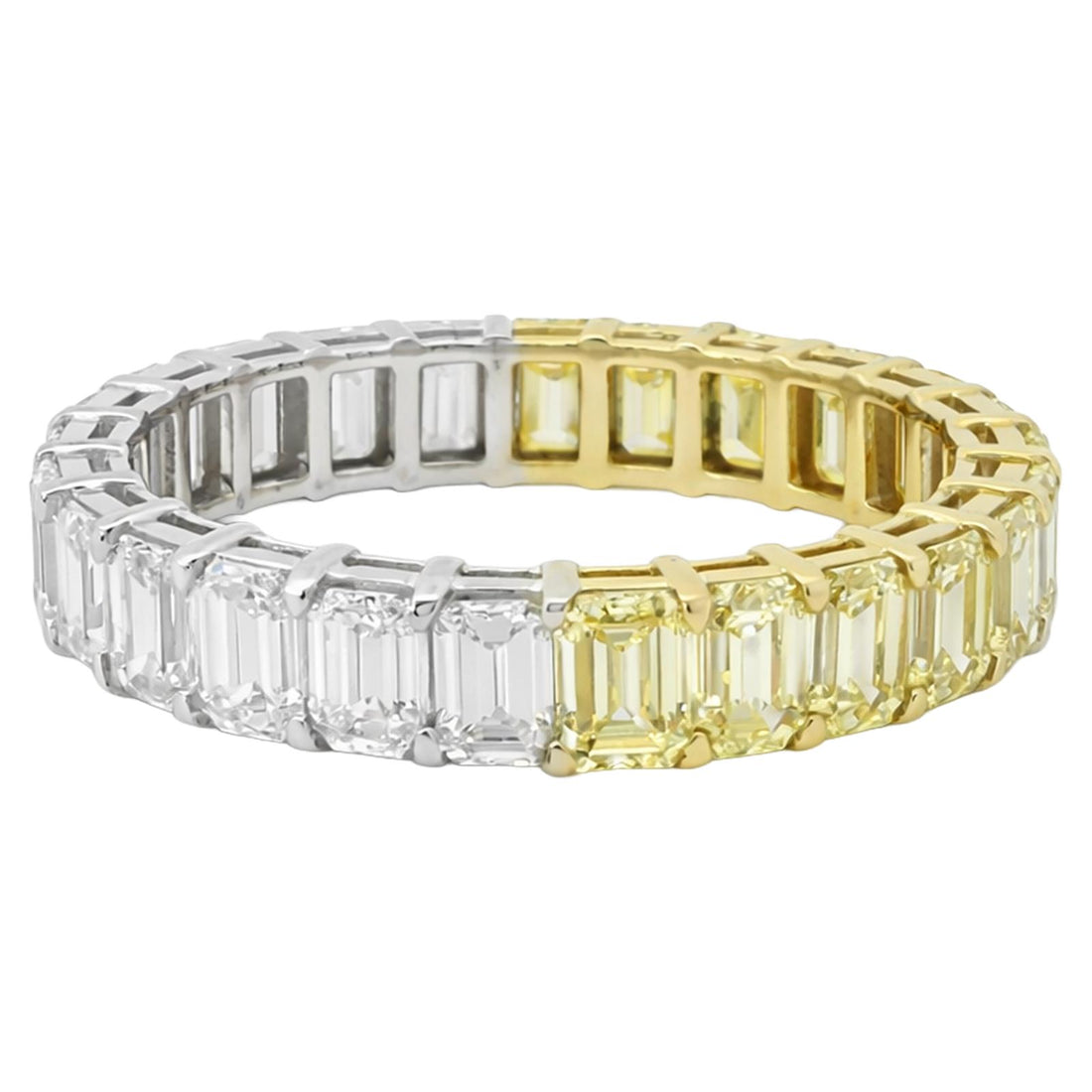 Two-Tone Emerald Cut Lab Diamond Eternity Band
