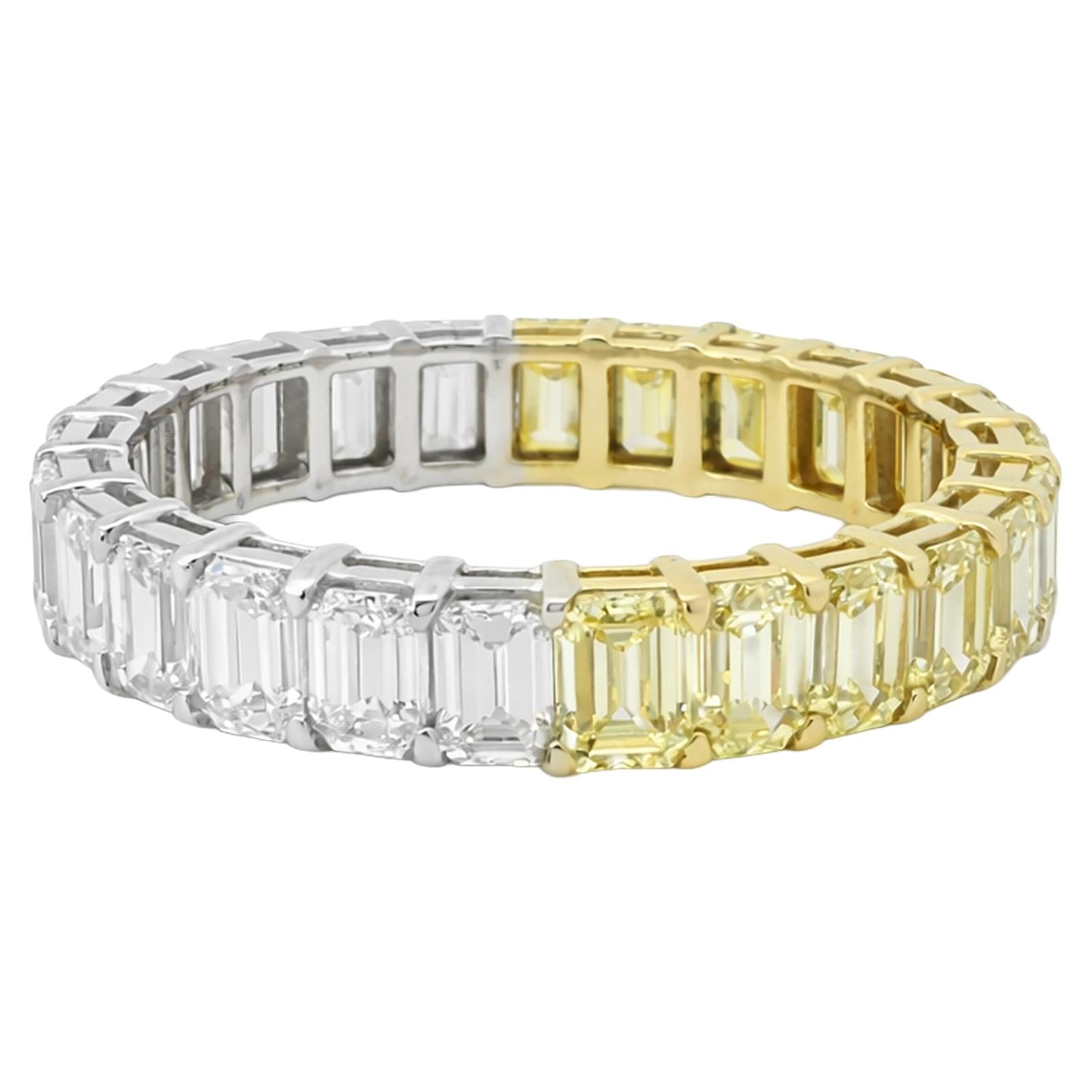 Two-Tone Emerald Cut Lab Diamond Eternity Band