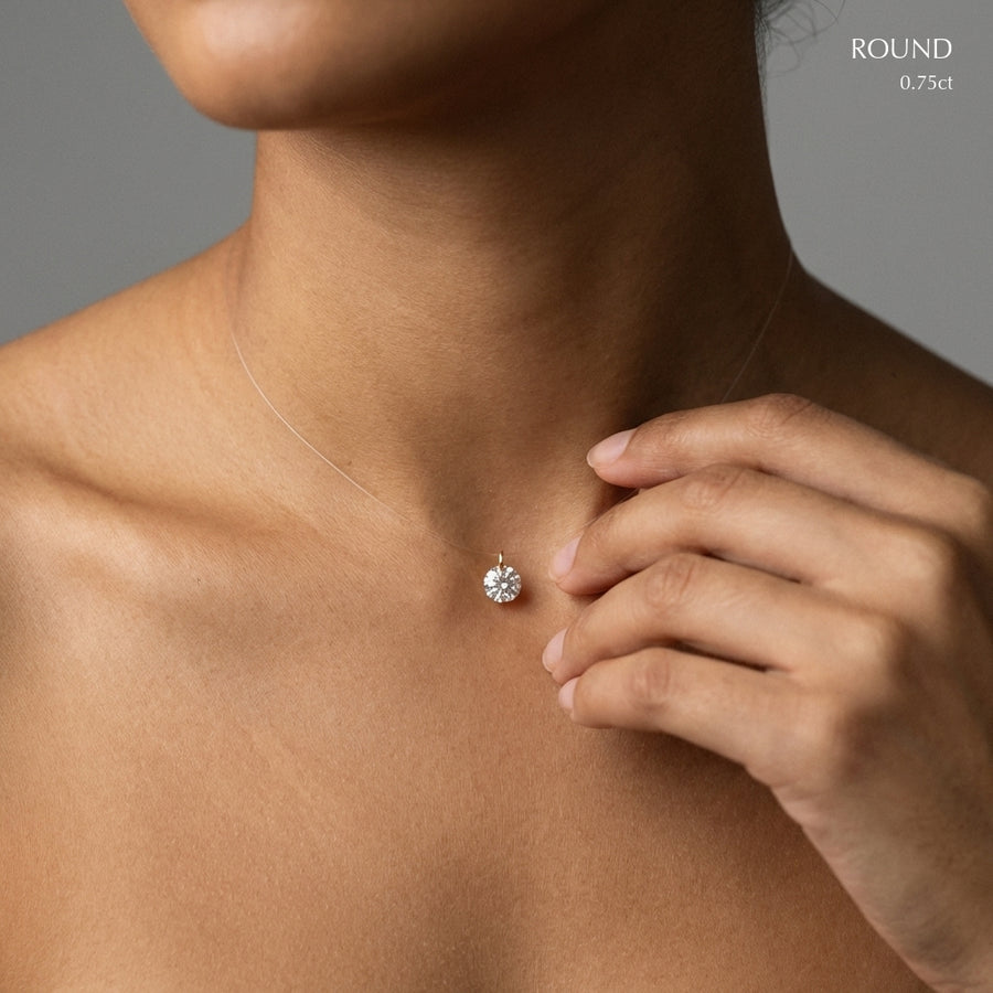 Round necklace worn on model