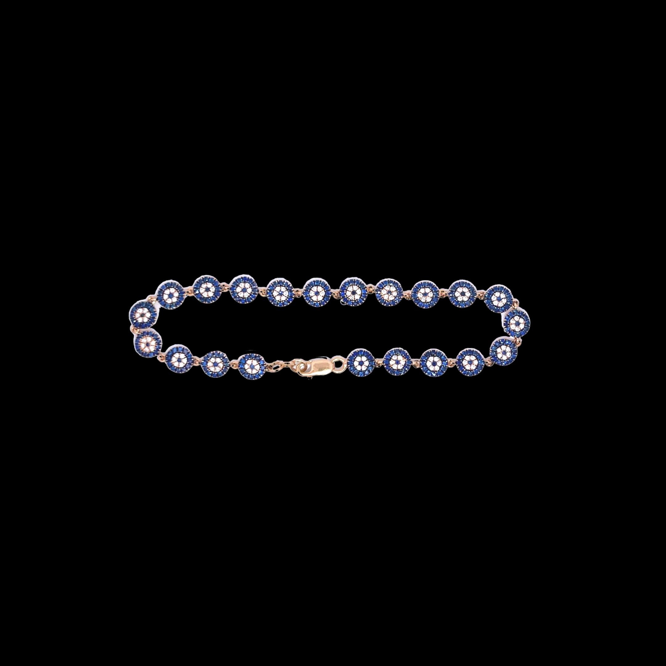 18k Rose Gold Sapphire & Diamond Evil Eye Bracelet