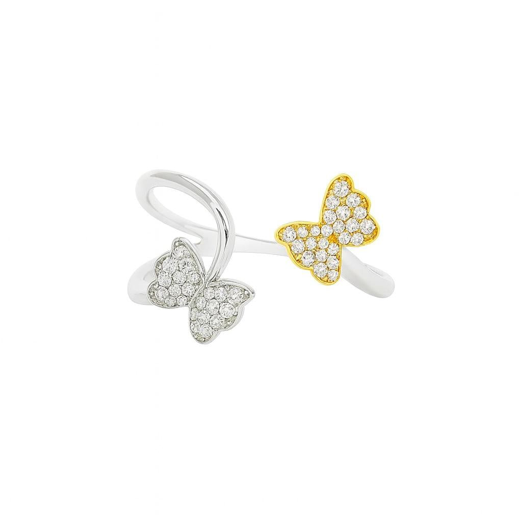 Two-Tone Diamond Butterfly Ring