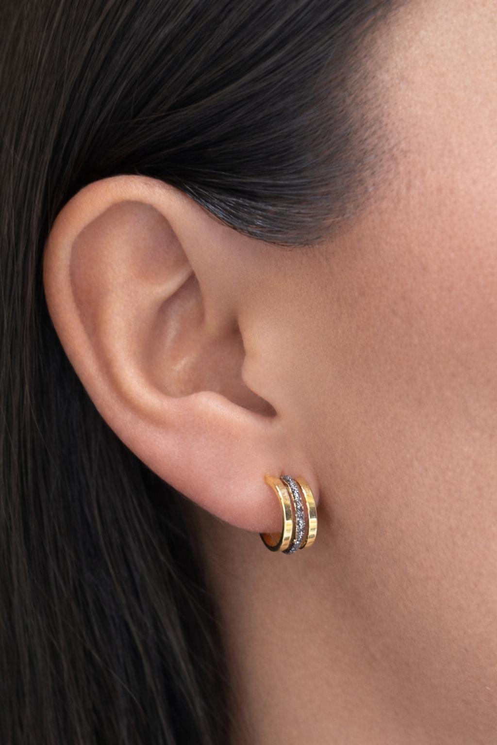 Diamond Dust Triple Curve Hoop Earrings