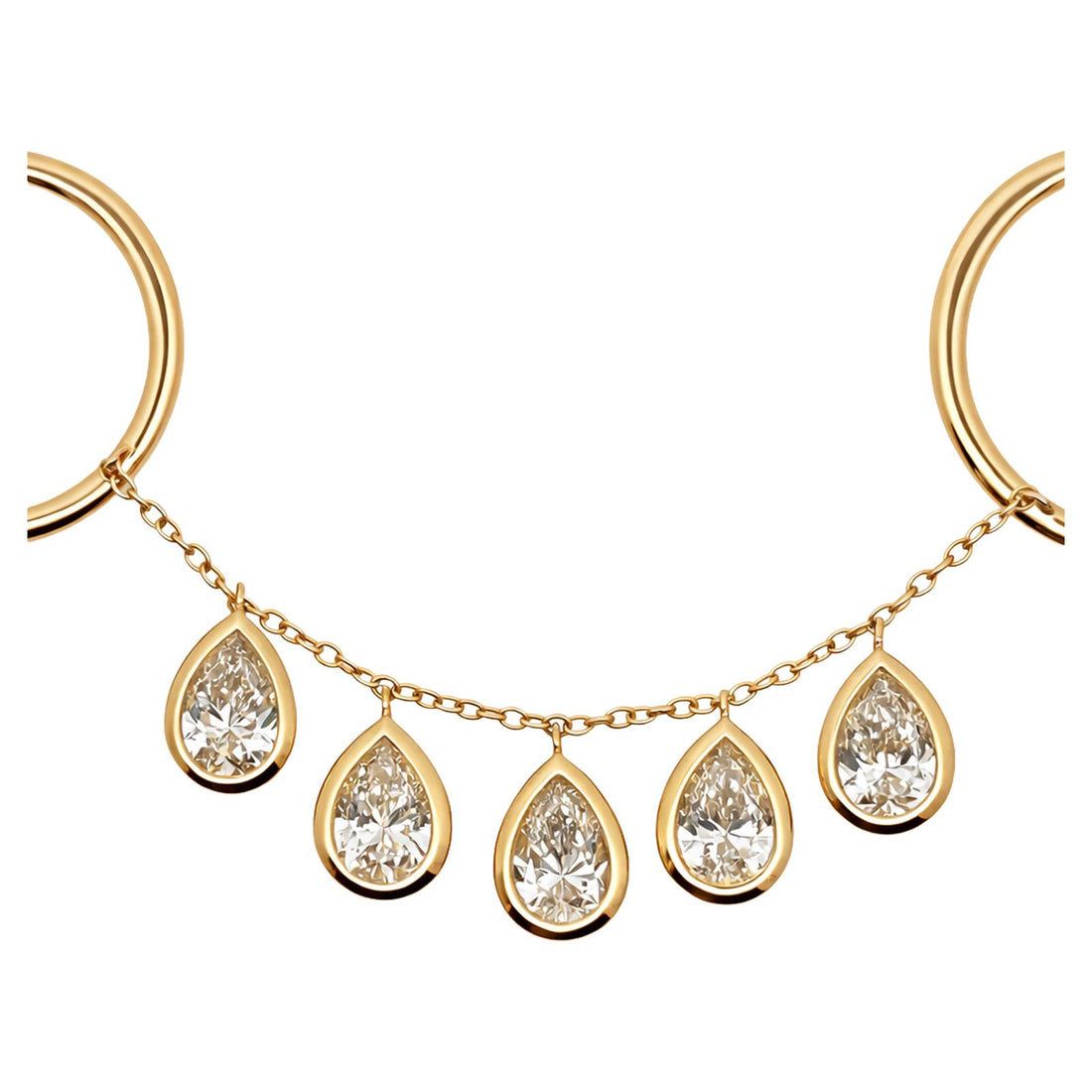 Teardrop Diamonds Chain Drop Ring